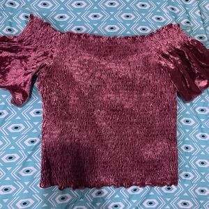 Velvet off the shoulder top